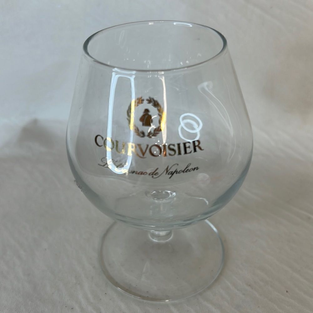Courvoisier Snifter Glass Le Cognac De Napoleon Gold Letters 8 Oz 4 1/2 In Tall